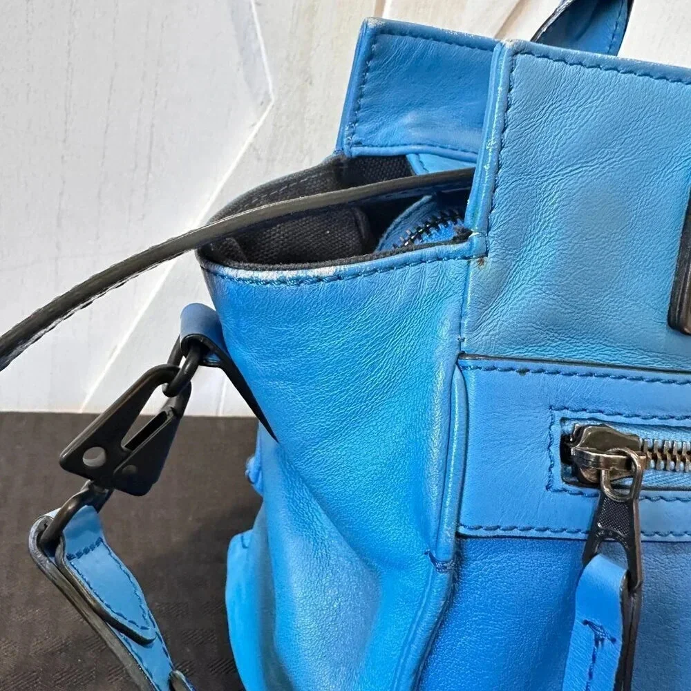 Rag & Bone Small Blue Leather Pilot Bag